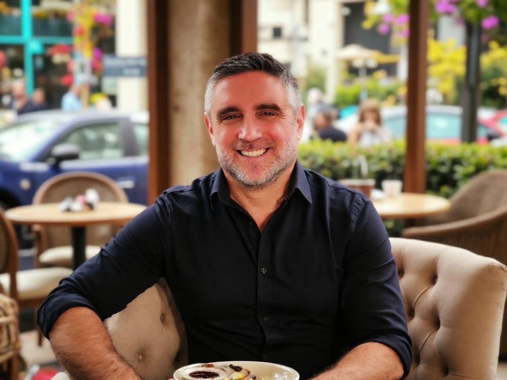 Yosef Basham at a café in Mexico City